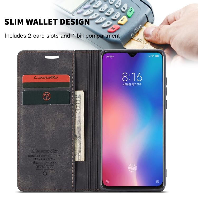 CaseMe-013 Multi-functional Retro Frosted Horizontal Flip Leather Case with Card Slot & Holder & Wallet For Xiaomi Mi 9(Black) - Xiaomi Cases by CaseMe | Online Shopping South Africa | PMC Jewellery | Buy Now Pay Later Mobicred