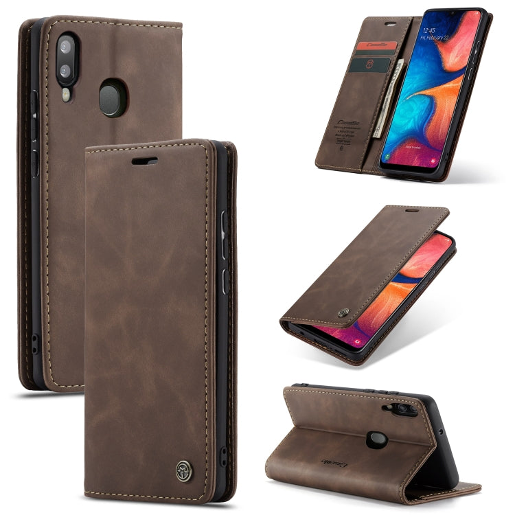 CaseMe-013 Multi-functional Retro Frosted Horizontal Flip Leather Case with Card Slot & Holder & Wallet For Galaxy A20e(Coffee) - Galaxy Phone Cases by CaseMe | Online Shopping South Africa | PMC Jewellery | Buy Now Pay Later Mobicred