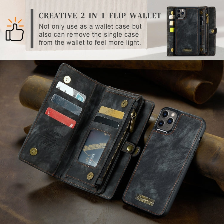 For iPhone 11 Pro CaseMe-008 Detachable Multifunctional Horizontal Flip Leather Case with Card Slot & Holder & Zipper Wallet & Photo Frame (Black) - iPhone 11 Pro Cases by CaseMe | Online Shopping South Africa | PMC Jewellery | Buy Now Pay Later Mobicred