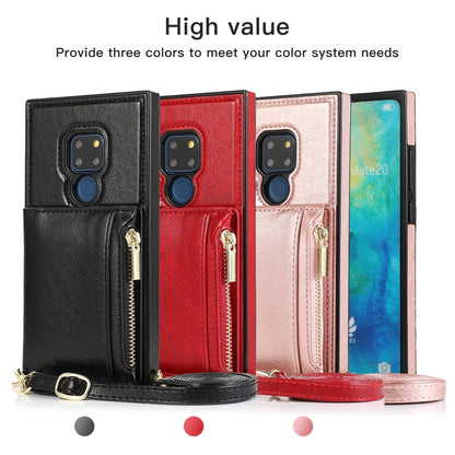 For Huawei Mate 20 Square Zipper Wallet Bag TPU+PU Back Cover Case with Holder & Card Slots & Wallet & Cross-body Strap(Rose Gold) - Huawei Cases by PMC Jewellery | Online Shopping South Africa | PMC Jewellery