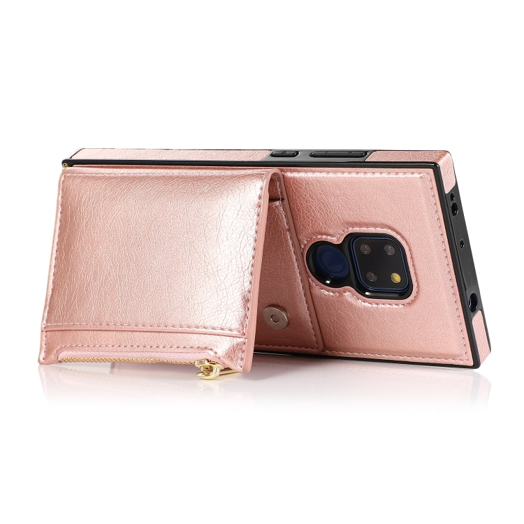 For Huawei Mate 20 Square Zipper Wallet Bag TPU+PU Back Cover Case with Holder & Card Slots & Wallet & Cross-body Strap(Rose Gold) - Huawei Cases by PMC Jewellery | Online Shopping South Africa | PMC Jewellery