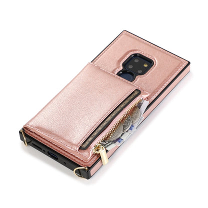 For Huawei Mate 20 Square Zipper Wallet Bag TPU+PU Back Cover Case with Holder & Card Slots & Wallet & Cross-body Strap(Rose Gold) - Huawei Cases by PMC Jewellery | Online Shopping South Africa | PMC Jewellery