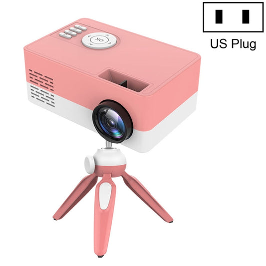 J15 1920 x 1080P HD Household Mini LED Projector with Tripod Mount Support AV / HDMI x 1 / USB x1 / TF x 1, Plug Type:US Plug(Pink White) - Mini Projector by PMC Jewellery | Online Shopping South Africa | PMC Jewellery | Buy Now Pay Later Mobicred