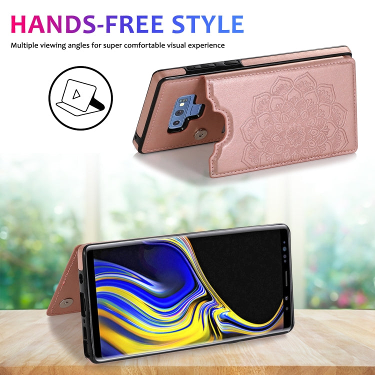 For Samsung Galaxy Note9 Double Buckle Mandala Pattern PU+TPU Protective Case with Card Slots & Holder & Photo Frame(Rose Gold) - Galaxy Phone Cases by PMC Jewellery | Online Shopping South Africa | PMC Jewellery