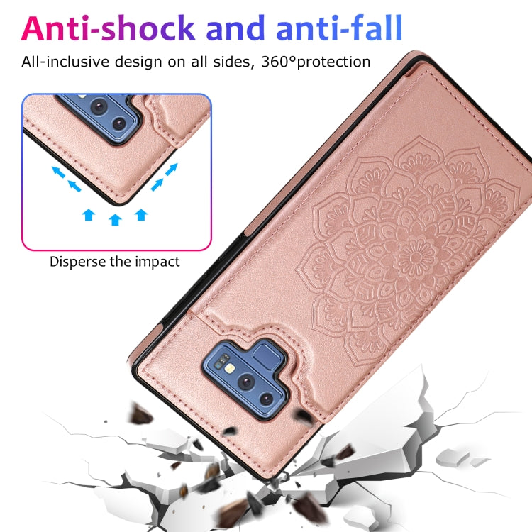 For Samsung Galaxy Note9 Double Buckle Mandala Pattern PU+TPU Protective Case with Card Slots & Holder & Photo Frame(Rose Gold) - Galaxy Phone Cases by PMC Jewellery | Online Shopping South Africa | PMC Jewellery