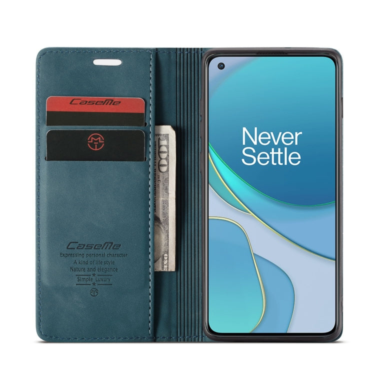 For OnePlus 8T CaseMe-013 Multifunctional Retro Frosted Horizontal Flip Leather Case with Card Slot & Holder & Wallet(Blue) - OnePlus Cases by CaseMe | Online Shopping South Africa | PMC Jewellery | Buy Now Pay Later Mobicred