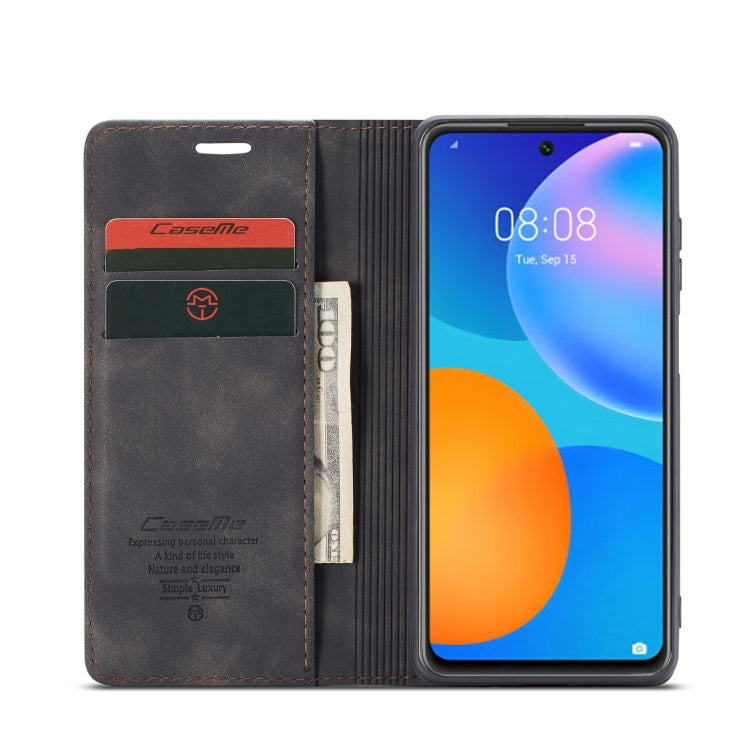 For Huawei P Smart 2021 CaseMe-013 Multifunctional Retro Frosted Horizontal Flip Leather Case with Card Slot & Holder & Wallet(Black) - Huawei Cases by CaseMe | Online Shopping South Africa | PMC Jewellery | Buy Now Pay Later Mobicred