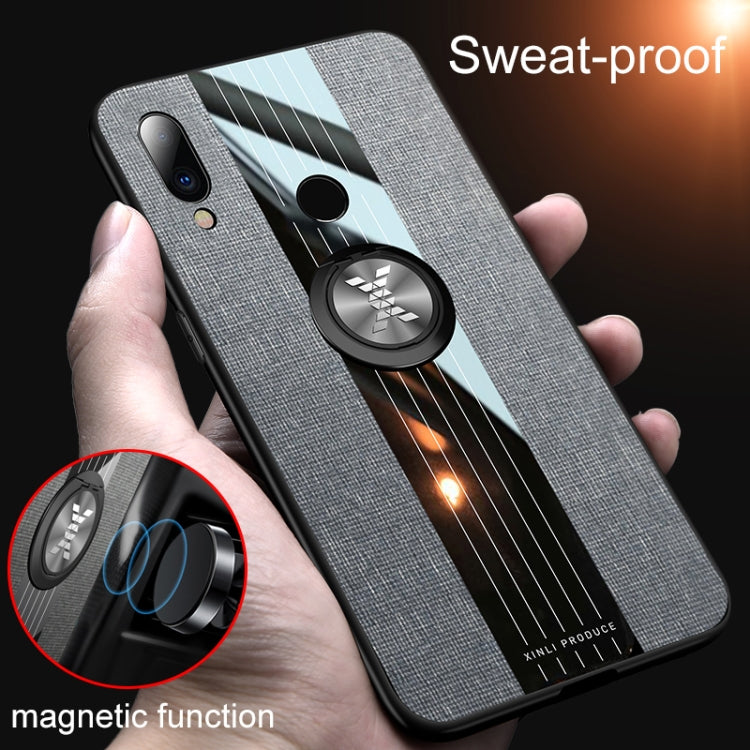 For Meizu Note 9 XINLI Stitching Cloth Texture Shockproof TPU Protective Case with Ring Holder(Blue) - Meizu by XINLI | Online Shopping South Africa | PMC Jewellery | Buy Now Pay Later Mobicred