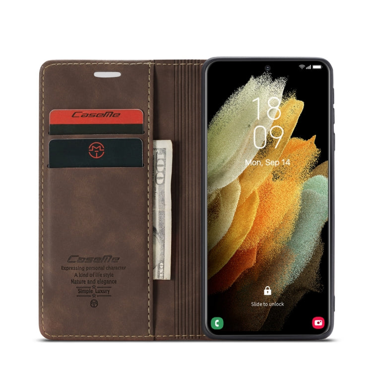 For Samsung Galaxy S21 Ultra 5G CaseMe 013 Multifunctional Horizontal Flip Leather Case with Holder & Card Slot & Wallet(Coffee) - Galaxy S21 Ultra 5G Cases by CaseMe | Online Shopping South Africa | PMC Jewellery | Buy Now Pay Later Mobicred