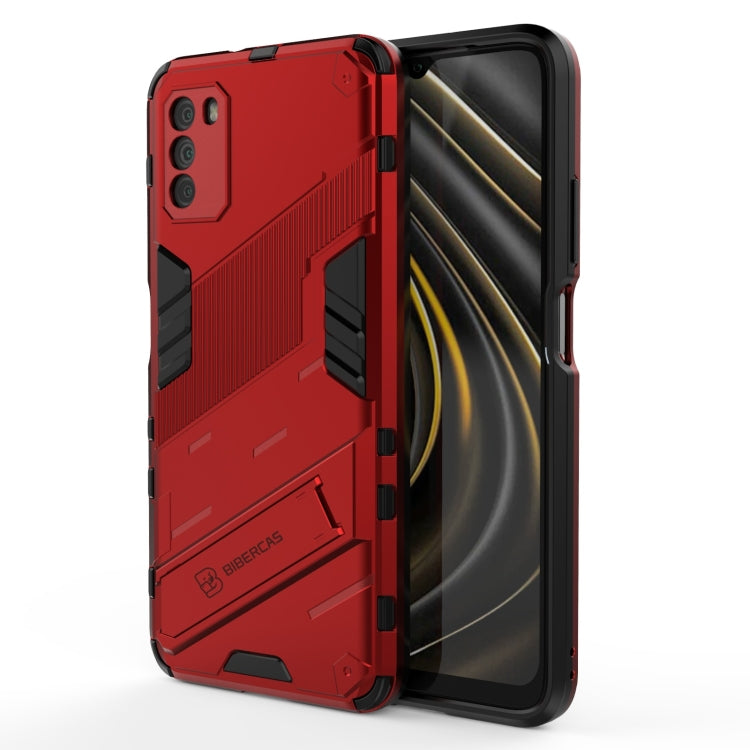 For Xiaomi Poco M3 Punk Armor 2 in 1 PC + TPU Shockproof Case with Invisible Holder(Red) - Xiaomi Cases by PMC Jewellery | Online Shopping South Africa | PMC Jewellery | Buy Now Pay Later Mobicred