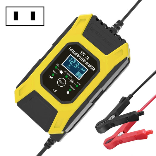 FOXSUR Car / Motorcycle Repair Charger 12V 7A 7-stage + Multi-battery Mode Lead-acid Battery Charger, Plug Type:US Plug(Yellow) - Battery Charger by FOXSUR | Online Shopping South Africa | PMC Jewellery | Buy Now Pay Later Mobicred