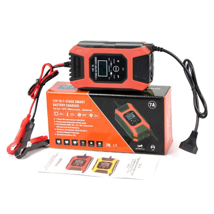 FOXSUR Car / Motorcycle Repair Charger 12V 7A 7-stage + Multi-battery Mode Lead-acid Battery Charger, Plug Type:EU Plug(Red) - Battery Charger by FOXSUR | Online Shopping South Africa | PMC Jewellery | Buy Now Pay Later Mobicred