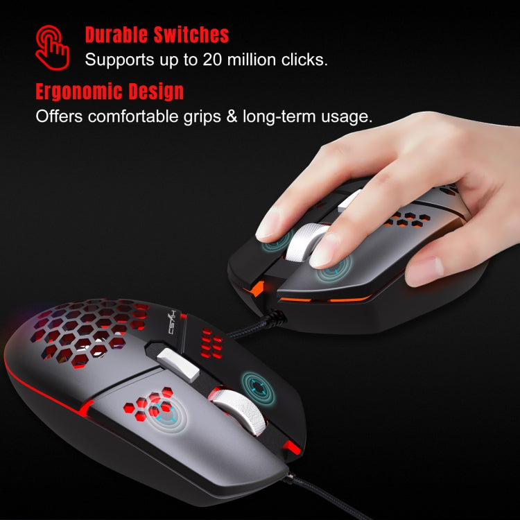 HXSJ J400 6 Keys 8000DPI RGB Light Fan Cooling Gaming Wired Mouse - Wired Mice by HXSJ | Online Shopping South Africa | PMC Jewellery | Buy Now Pay Later Mobicred