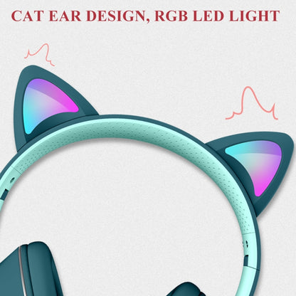 AKZ-022 USB + 3.5mm Port Cat Ear Design Foldable LED Headset with Mic(Grey) - Multimedia Headset by PMC Jewellery | Online Shopping South Africa | PMC Jewellery | Buy Now Pay Later Mobicred