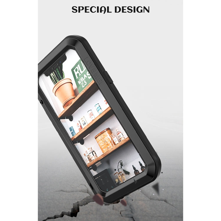 For iPhone 12 LOVE MEI Metal Shockproof Life Waterproof Dustproof Protective Case(Black) - iPhone 12 / 12 Pro Cases by LOVE MEI | Online Shopping South Africa | PMC TechLife | Buy Now Pay Later Mobicred