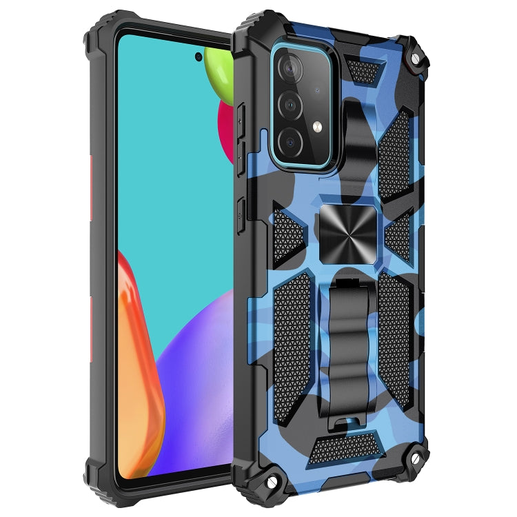 For Samsung Galaxy A51 5G Camouflage Armor Shockproof TPU + PC Magnetic Protective Case with Holder(Blue) - Galaxy Phone Cases by PMC Jewellery | Online Shopping South Africa | PMC Jewellery