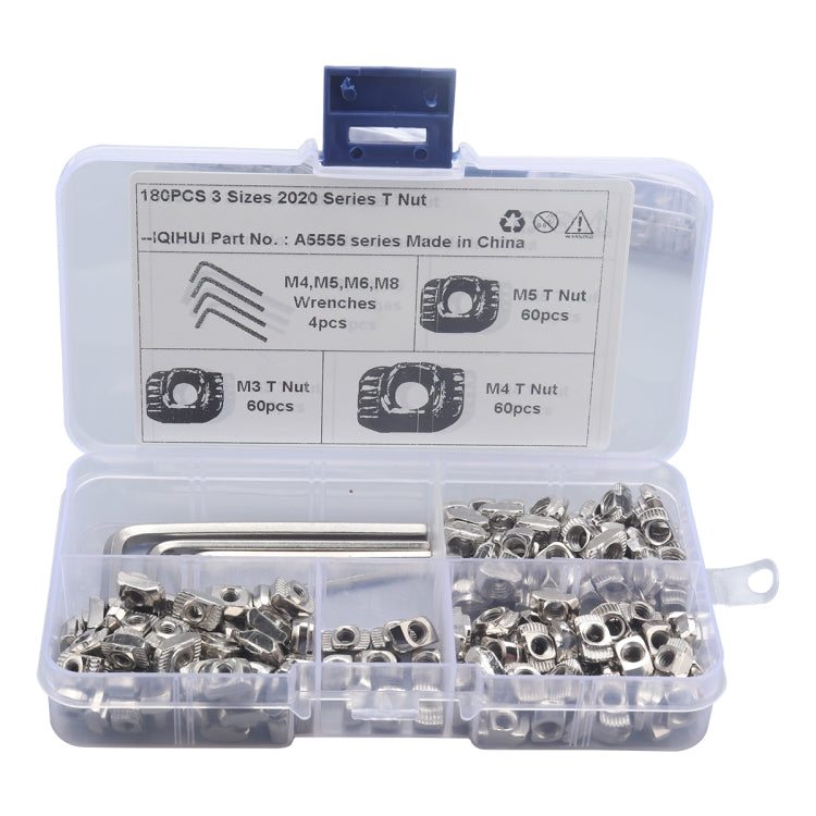 A5555 180 PCS European Standard T-shape Slide Nut with Wrench - Nuts & Bolts by PMC Jewellery | Online Shopping South Africa | PMC Jewellery | Buy Now Pay Later Mobicred