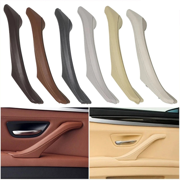 Car Leather Right Side Inner Door Handle Assembly 51417225854 for BMW 5 Series F10 / F18 2011-2017(Beige) - Door Handles by PMC Jewellery | Online Shopping South Africa | PMC Jewellery | Buy Now Pay Later Mobicred