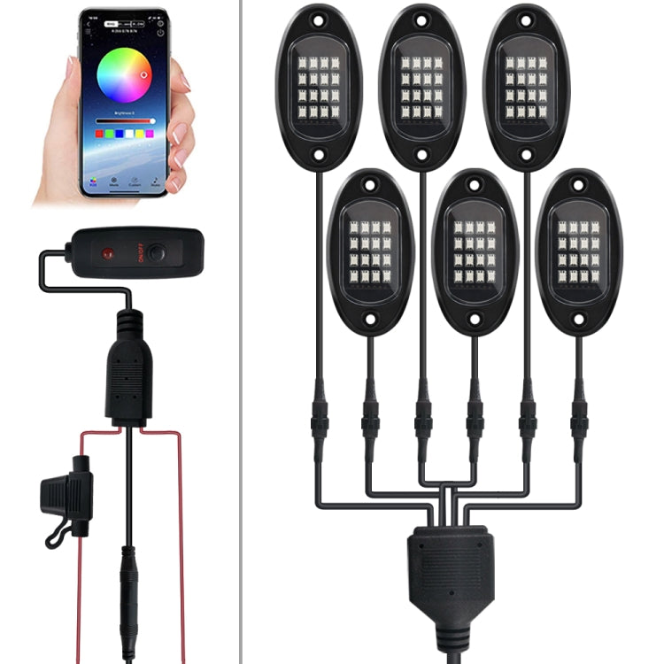 6 in 1 DC12V Car Mobile Phone Bluetooth APP Control  RGB Symphony Chassis Light with 16LEDs SMD-5050 Lamp Beads - Instrument Lights by PMC Jewellery | Online Shopping South Africa | PMC Jewellery | Buy Now Pay Later Mobicred