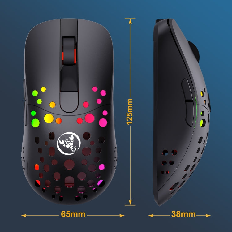 HXSJ T100 10000 DPI RGB Macro Definition Wired Wireless Dual-mode Mouse(Black) - Wireless Mice by HXSJ | Online Shopping South Africa | PMC Jewellery | Buy Now Pay Later Mobicred