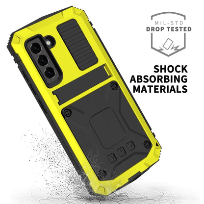 For Samsung Galaxy S21 FE R-JUST Shockproof Waterproof Dust-proof Metal + Silicone Protective Case with Holder(Yellow) - Galaxy Phone Cases by R-JUST | Online Shopping South Africa | PMC Jewellery