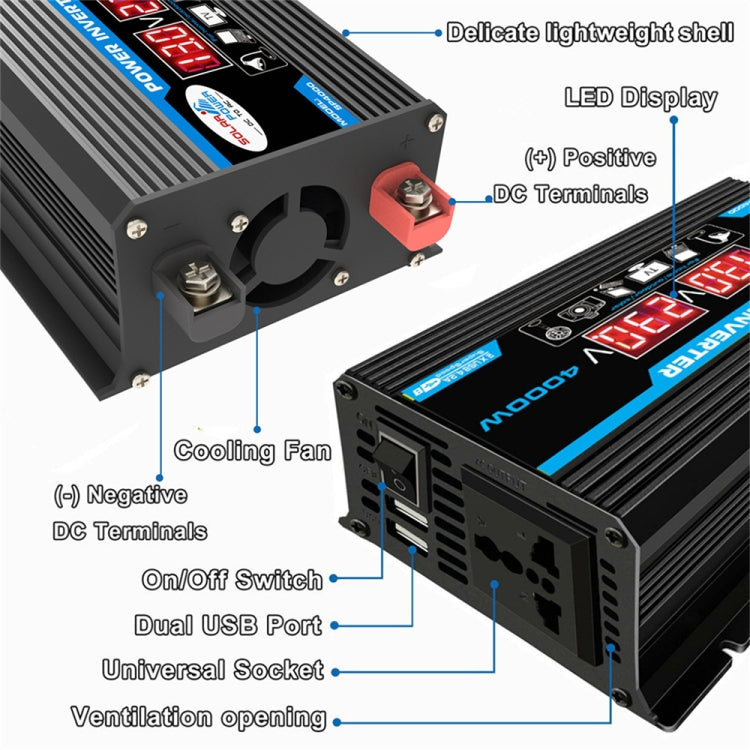 Tang II Generation 12V to 110V 4000W Modified Square Wave Car Power Inverter(Black) - Modified Square Wave by PMC Jewellery | Online Shopping South Africa | PMC Jewellery | Buy Now Pay Later Mobicred