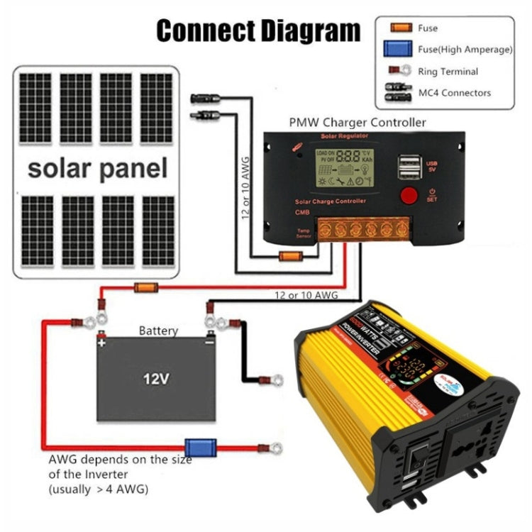 Legend III Generation DC12V to AC220V 6000W Modified Square Wave Car Power Inverter with LED Display(Yellow) - Modified Square Wave by PMC Jewellery | Online Shopping South Africa | PMC Jewellery | Buy Now Pay Later Mobicred