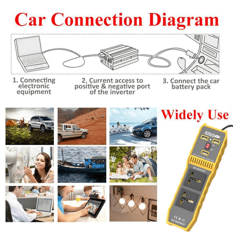 12V to 110V 300W Car Power Inverter with Three USB - Modified Square Wave by PMC TechLife | Online Shopping South Africa | PMC TechLife | Buy Now Pay Later Mobicred