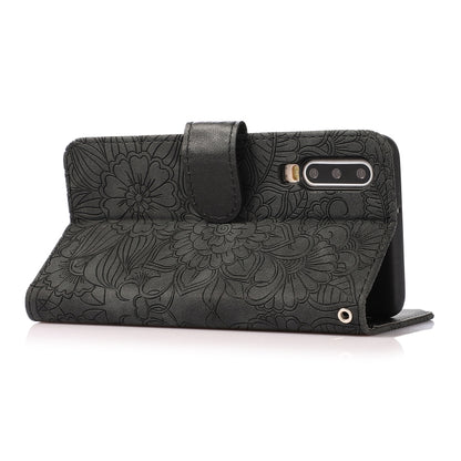 For Huawei P30 Skin Feel Embossed Sunflower Horizontal Flip Leather Case with Holder & Card Slots & Wallet & Lanyard(Black) - Huawei Cases by PMC Jewellery | Online Shopping South Africa | PMC Jewellery