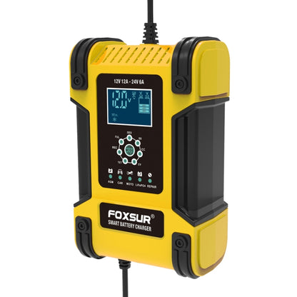 FOXSUR 12A / 12V / 24V Car / Motorcycle 7-stage Lead-acid Battery AGM Charger, Plug Type:JP Plug(Yellow) - Battery Charger by FOXSUR | Online Shopping South Africa | PMC Jewellery | Buy Now Pay Later Mobicred