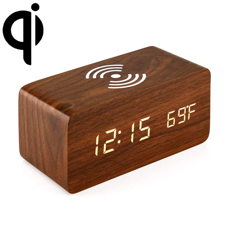 KD8801 5W Wooden Creative Wireless Charger LED Mirror Digital Display Sub-alarm Clock, Regular Style(Rosewood White Characters) - Wireless Charger by PMC Jewellery | Online Shopping South Africa | PMC Jewellery | Buy Now Pay Later Mobicred