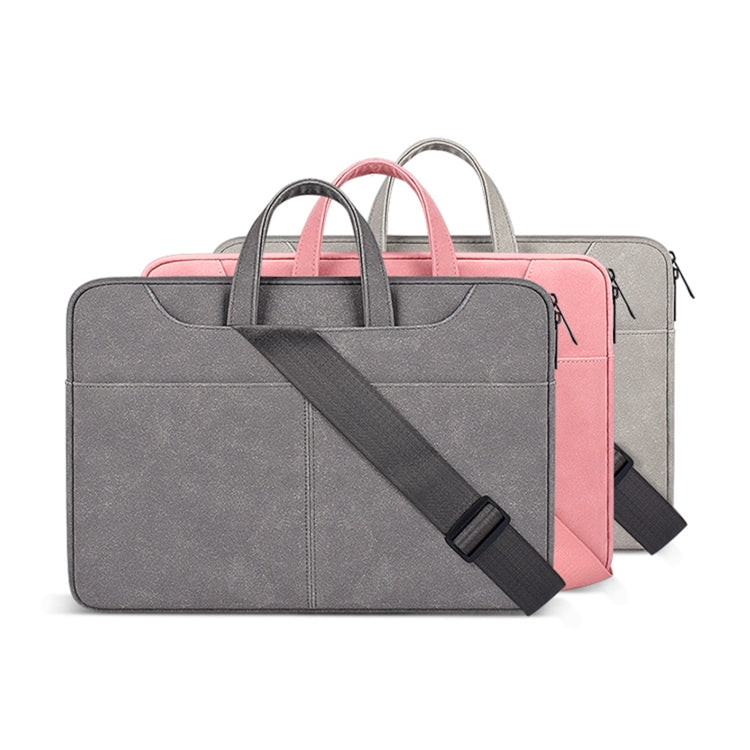 ST06SDJ Frosted PU Business Laptop Bag with Detachable Shoulder Strap, Size:13.3 inch(Dark Gray) - 13.3 inch by PMC Jewellery | Online Shopping South Africa | PMC Jewellery | Buy Now Pay Later Mobicred