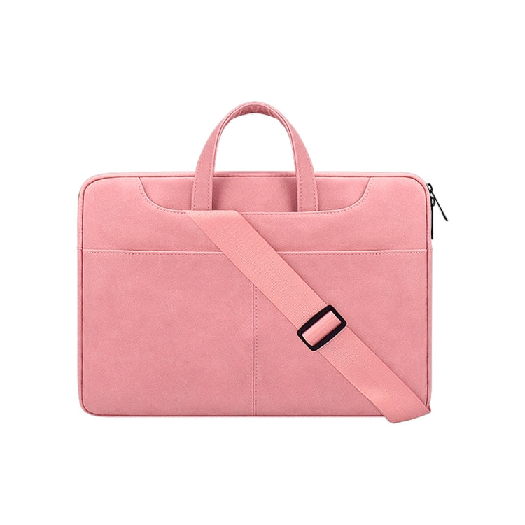 ST06SDJ Frosted PU Business Laptop Bag with Detachable Shoulder Strap, Size:14.1-15.4 inch(Pink) - 15 inch by PMC Jewellery | Online Shopping South Africa | PMC Jewellery | Buy Now Pay Later Mobicred