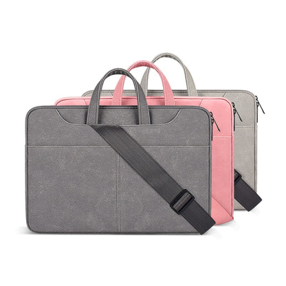 ST06SDJ Frosted PU Business Laptop Bag with Detachable Shoulder Strap, Size:14.1-15.4 inch(Dark Gray) - 15 inch by PMC Jewellery | Online Shopping South Africa | PMC Jewellery | Buy Now Pay Later Mobicred