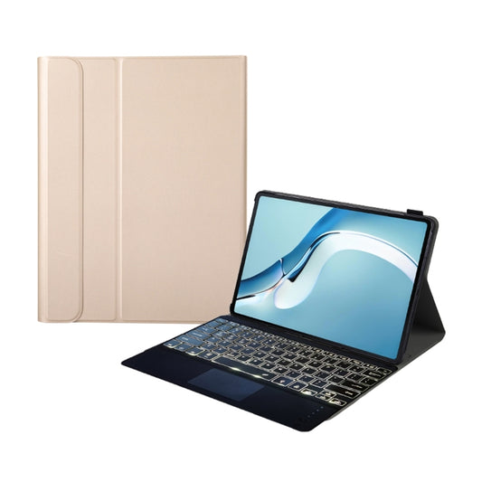 A126-AS For Huawei MatePad Pro 12.6 2021 Sheep Texture Ultra-thin Backlight Bluetooth Keyboard Horizontal Flip Leather Tablet Case with Holder & Touchpad(Gold) - Huawei Keyboard by PMC Jewellery | Online Shopping South Africa | PMC Jewellery