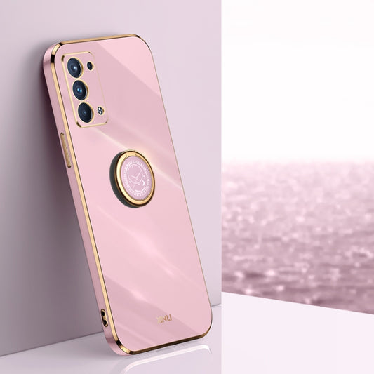 For OPPO Reno6 Pro+ 5G XINLI Straight 6D Plating Gold Edge TPU Shockproof Case with Ring Holder(Cherry Purple) - OPPO Cases by XINLI | Online Shopping South Africa | PMC Jewellery