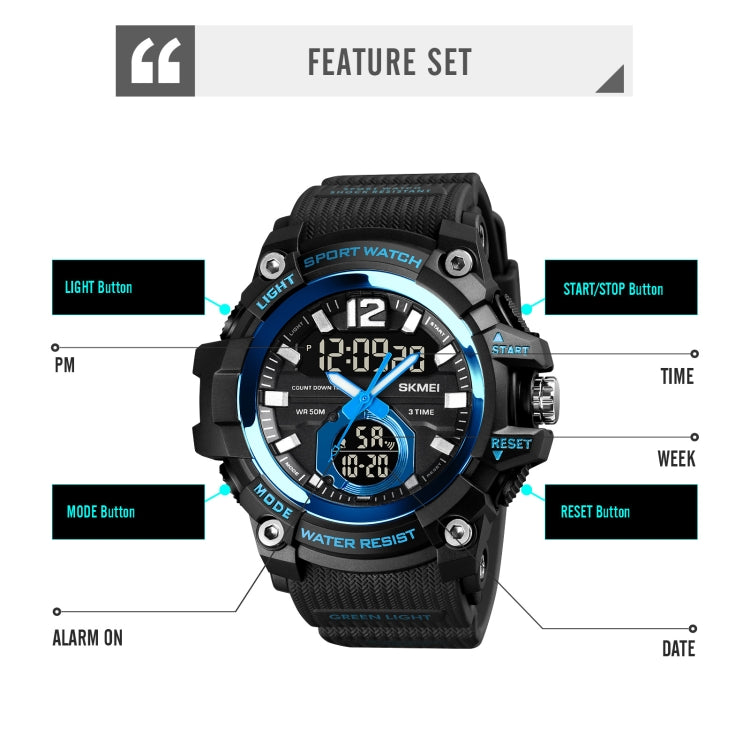 SKMEI 1725 Three Time LED Digital Display Timing Luminous Electronic Watch(Rose Gold) - free shipping - PMC TechLife - Order now!