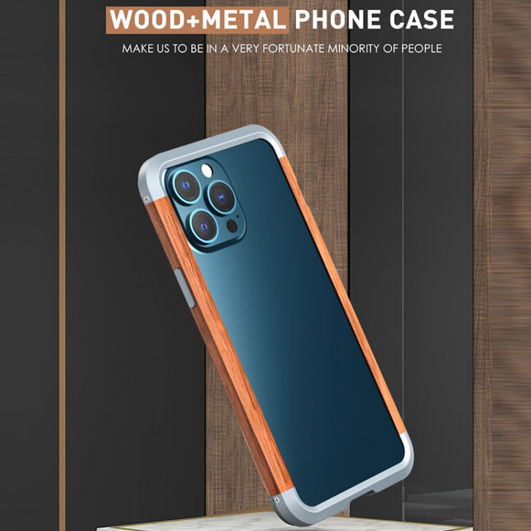 For iPhone 13 Pro Max R-JUST Shockproof Iron + Wood Bumper Protective Case - free shipping - PMC TechLife - Order now!