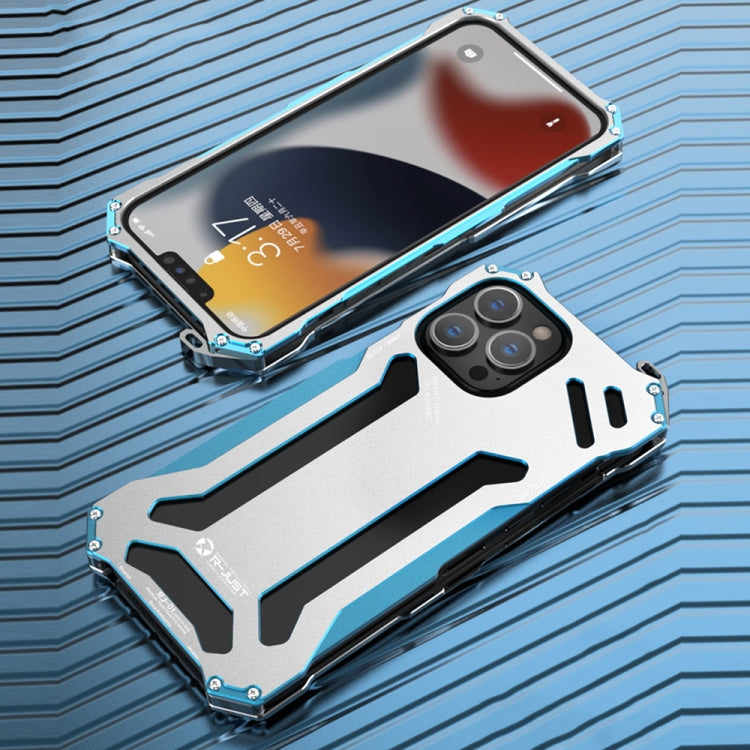 For iPhone 13 Pro R-JUST Shockproof Armor Metal Protective Case (Blue) - iPhone 13 Pro Cases by R-JUST | Online Shopping South Africa | PMC Jewellery