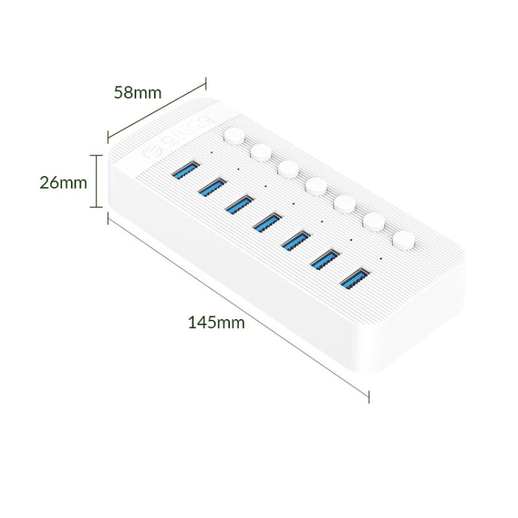 ORICO CT2U3-7AB-WH 7 In 1 Plastic Stripes Multi-Port USB HUB with Individual Switches, UK Plug(White) - USB 3.0 HUB by ORICO | Online Shopping South Africa | PMC Jewellery | Buy Now Pay Later Mobicred