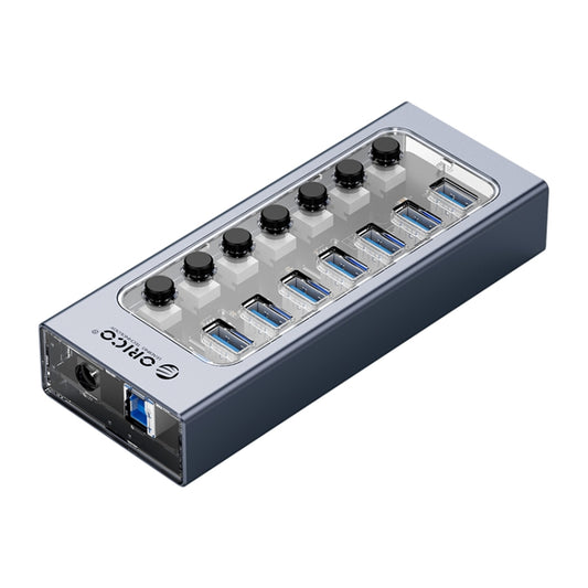 ORICO AT2U3-7AB-GY-BP 7 In 1 Aluminum Alloy Multi-Port USB HUB with Individual Switches, AU Plug - USB 3.0 HUB by ORICO | Online Shopping South Africa | PMC Jewellery | Buy Now Pay Later Mobicred