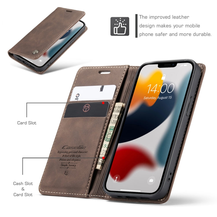 For iPhone 13 mini CaseMe-013 Multifunctional Retro Frosted Horizontal Flip Leather Case with Card Slot & Holder & Wallet (Coffee) - iPhone 13 mini Cases by CaseMe | Online Shopping South Africa | PMC Jewellery | Buy Now Pay Later Mobicred