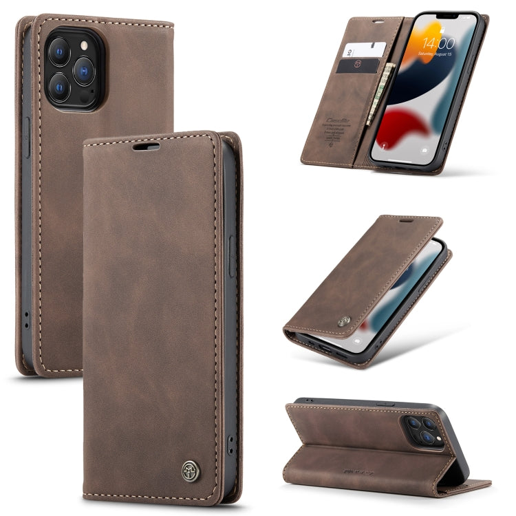 For iPhone 13 Pro CaseMe-013 Multifunctional Retro Frosted Horizontal Flip Leather Case with Card Slot & Holder & Wallet (Coffee) - iPhone 13 Pro Cases by CaseMe | Online Shopping South Africa | PMC Jewellery | Buy Now Pay Later Mobicred