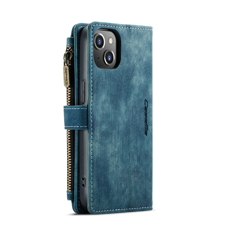 For iPhone 13 CaseMe-C30 PU + TPU Multifunctional Horizontal Flip Leather Case with Holder & Card Slot & Wallet & Zipper Pocket(Blue) - iPhone 13 Cases by CaseMe | Online Shopping South Africa | PMC Jewellery | Buy Now Pay Later Mobicred