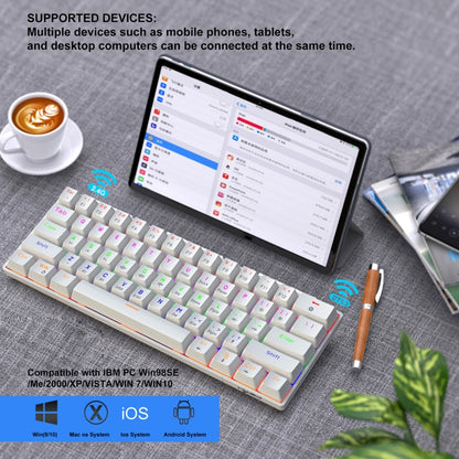 HXSJ L800 61 Keys Bluetooth 5.0 / 2.4G Wireless / Type-C Wired Three Modes Blue Shaft Mechanical Keyboard(White) - Wireless Keyboard by HXSJ | Online Shopping South Africa | PMC Jewellery | Buy Now Pay Later Mobicred