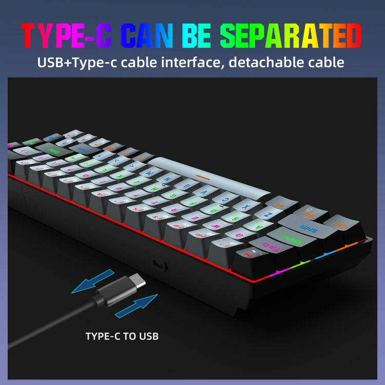HXSJ V800 68 Keys Type-C Wired Cool Backlight Mechanical Keyboard(Blue Shaft) - free shipping - PMC Jewellery - Order now!
