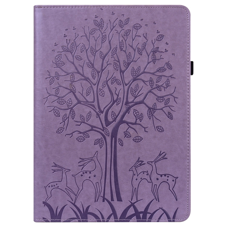 For Amazon Kindle Fire HD 10 / 10 Plus 2021 Tree & Deer Pattern Pressed Printing Horizontal Flip PU Leather Case with Holder & Card Slots(Purple) - Amazon by PMC TechLife | Online Shopping South Africa | PMC TechLife | Buy Now Pay Later Mobicred