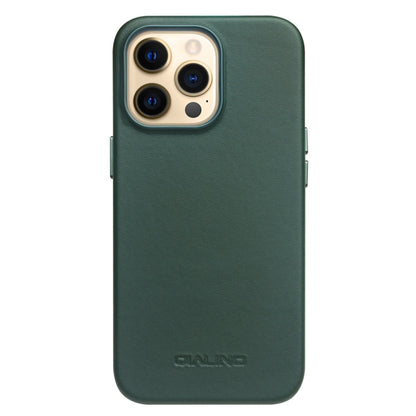 For iPhone 13 Pro QIALINO Nappa Cowhide MagSafe Magnetic Protective Case (Dark Green) - iPhone 13 Pro Cases by QIALINO | Online Shopping South Africa | PMC Jewellery | Buy Now Pay Later Mobicred