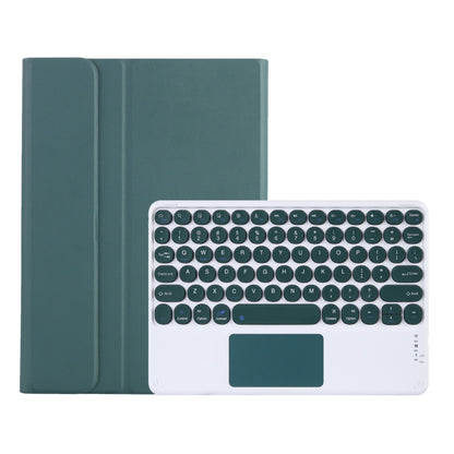 Y0N5-A TPU Tablet Case Lambskin Texture Round Keycap Bluetooth Keyboard Leather Tablet Case with Holder & Touchpad For Xiaomi Pad 5 / 5 Pro(Dark Green + Dark Green) - Others Keyboard by PMC Jewellery | Online Shopping South Africa | PMC Jewellery