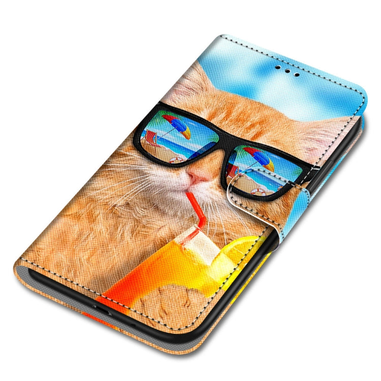 For OPPO A54 5G / A74 5G / A93 5G / A93s 5G Coloured Drawing Cross Texture Horizontal Flip PU Leather Case with Holder & Card Slots & Wallet & Lanyard(Cat Drinking Soda) - OPPO Cases by PMC Jewellery | Online Shopping South Africa | PMC Jewellery | Buy Now Pay Later Mobicred